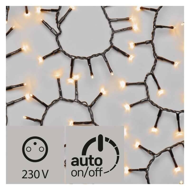Vánoční osvětlení EMOS 600 LED, řetěz – ježek, venkovní, 12m, jantarová, časovač