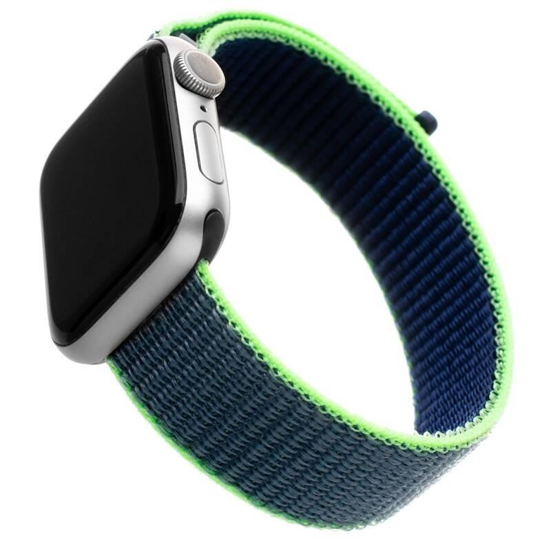 Řemínek FIXED Nylon Strap na Apple Watch 42 mm 44 mm - neonově modrý