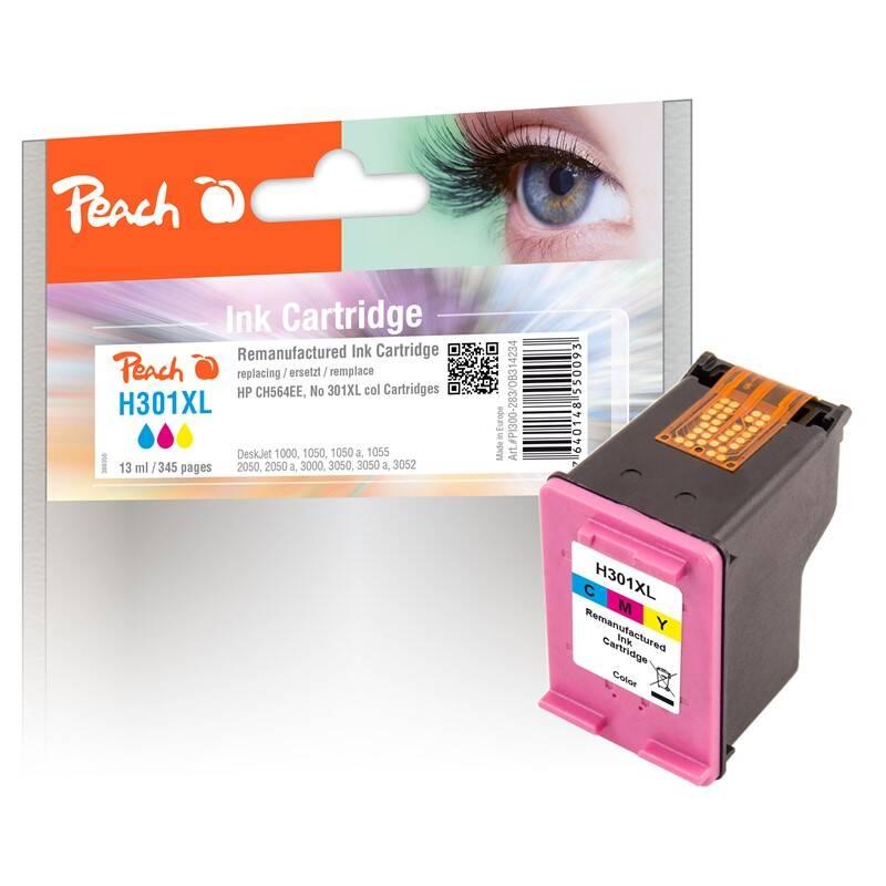 Inkoustová náplň Peach HP No. 301 XL, CMY, kompatibilní