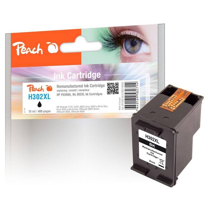 Inkoustová náplň Peach HP No. 302 XL, kompatibilní černá