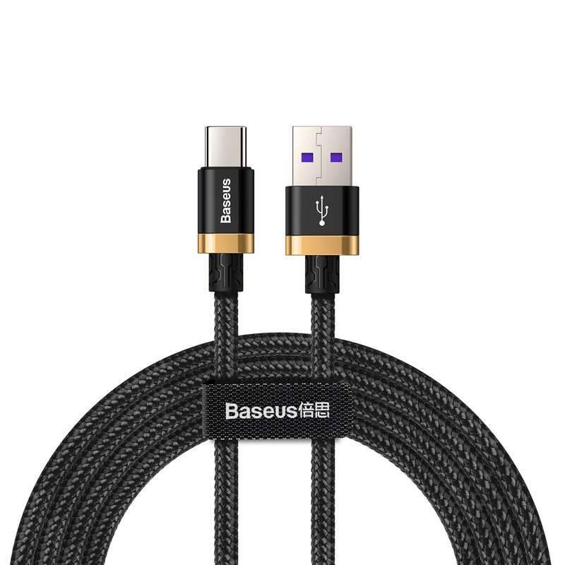 Kabel Baseus HW Flash Charge USB USB-C, 40W, 2m černý zlatý