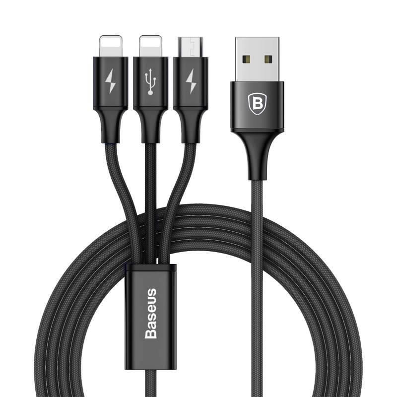Kabel Baseus Rapid Series USB Micro USB, 2x Lightning, 1,2m černý, Kabel, Baseus, Rapid, Series, USB, Micro, USB, 2x, Lightning, 1,2m, černý