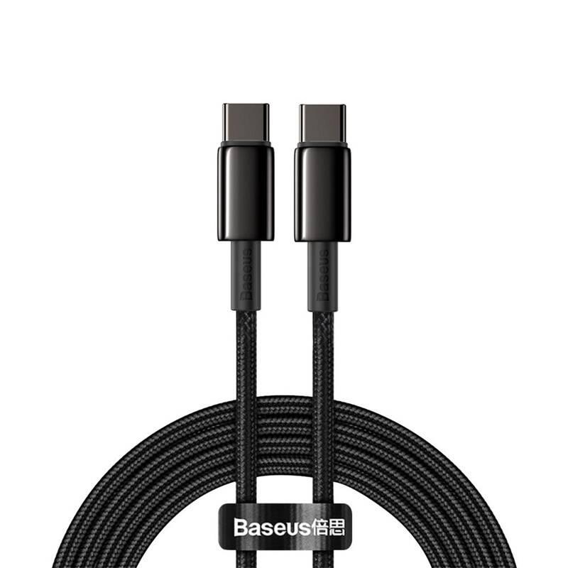 Kabel Baseus Tungsten Gold USB-C USB-C, 100W, 2m černý, Kabel, Baseus, Tungsten, Gold, USB-C, USB-C, 100W, 2m, černý