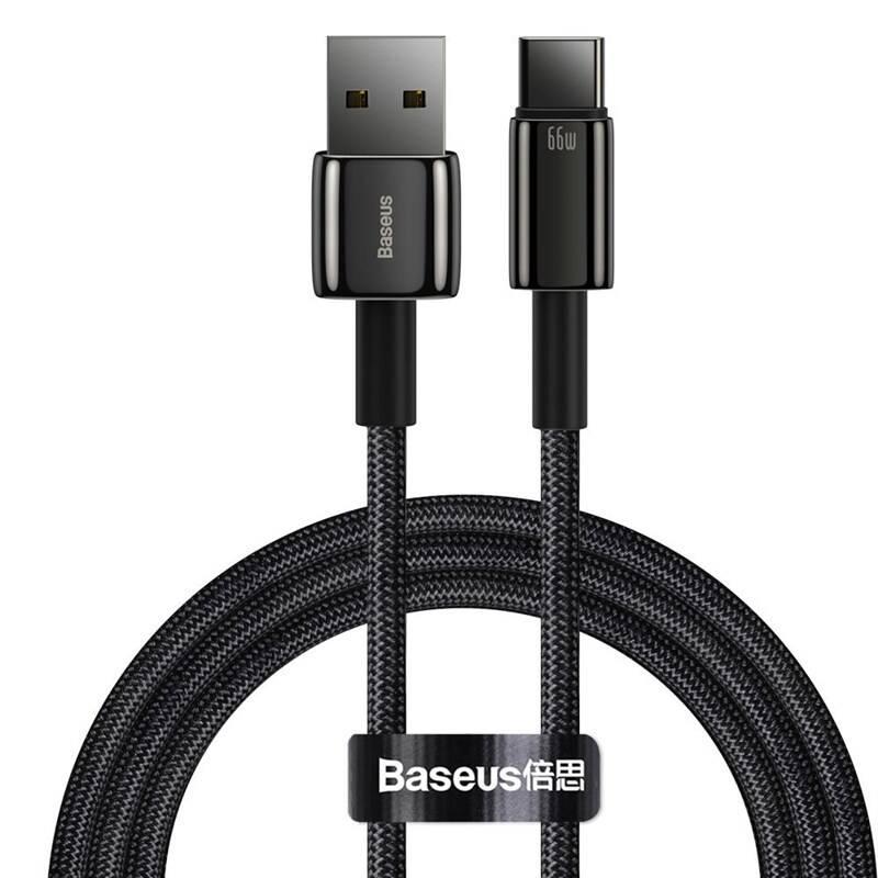 Kabel Baseus Tungsten Gold USB USB-C, 66W, 1m černý