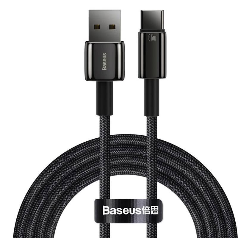 Kabel Baseus Tungsten Gold USB USB-C, 66W, 1m černý