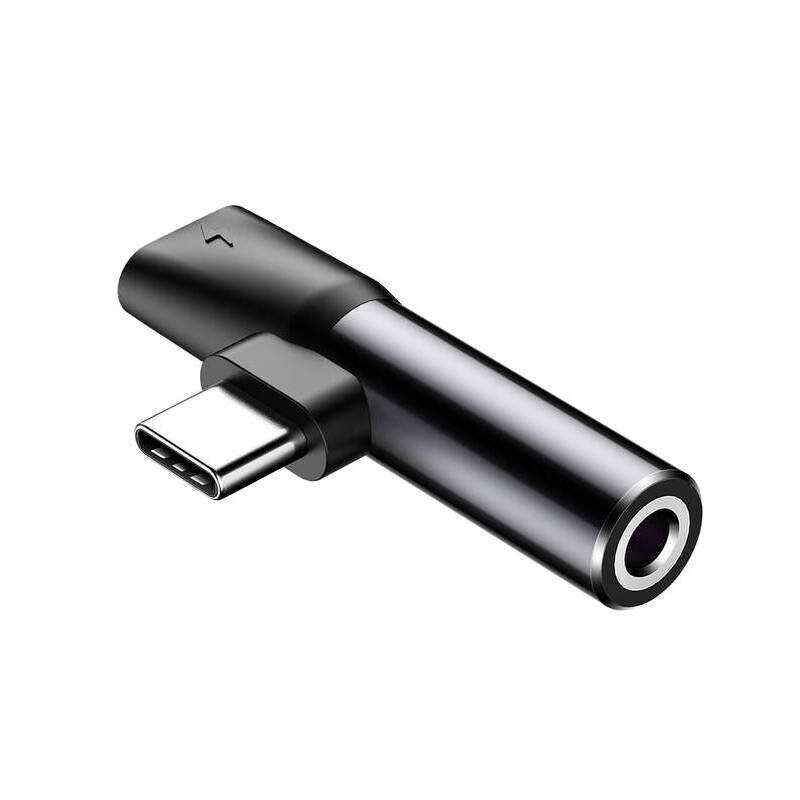 Redukce Baseus USB-C samec USB-C samice 3,5mm Jack samice černá