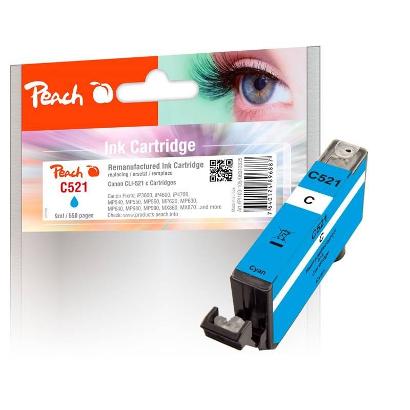 Inkoustová náplň Peach Canon CLI-521c, 9 ml modrá, Inkoustová, náplň, Peach, Canon, CLI-521c, 9, ml, modrá