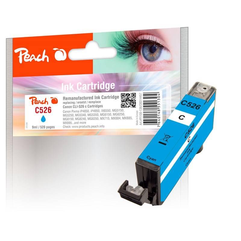 Inkoustová náplň Peach Canon CLI-526C, 9 ml modrá, Inkoustová, náplň, Peach, Canon, CLI-526C, 9, ml, modrá