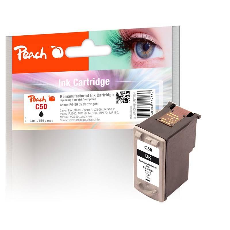 Inkoustová náplň Peach Canon PG-50, 23 ml černá, Inkoustová, náplň, Peach, Canon, PG-50, 23, ml, černá