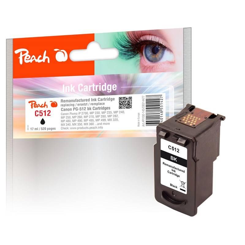 Inkoustová náplň Peach Canon PG-512, 17 ml černá, Inkoustová, náplň, Peach, Canon, PG-512, 17, ml, černá