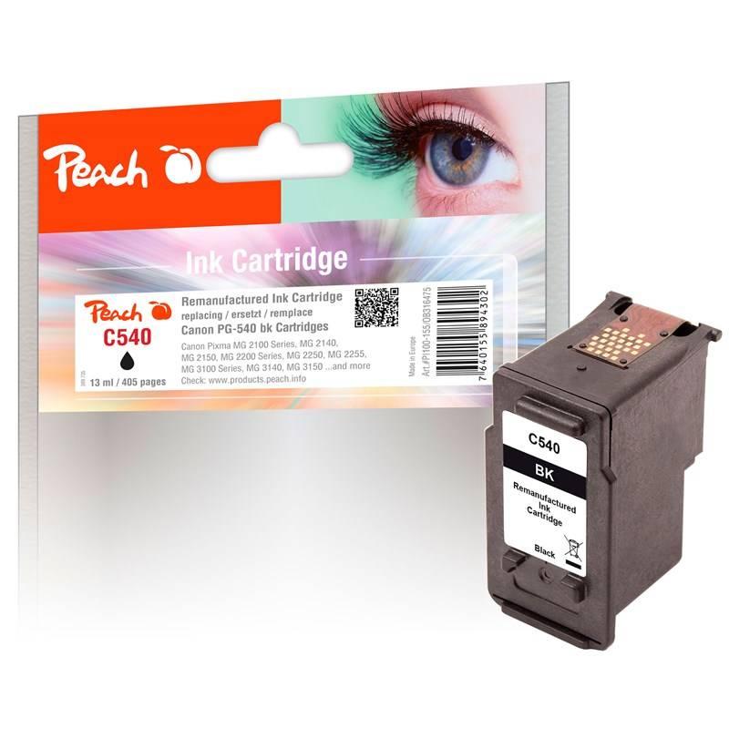 Inkoustová náplň Peach Canon PG-540BK, 13 ml černá, Inkoustová, náplň, Peach, Canon, PG-540BK, 13, ml, černá