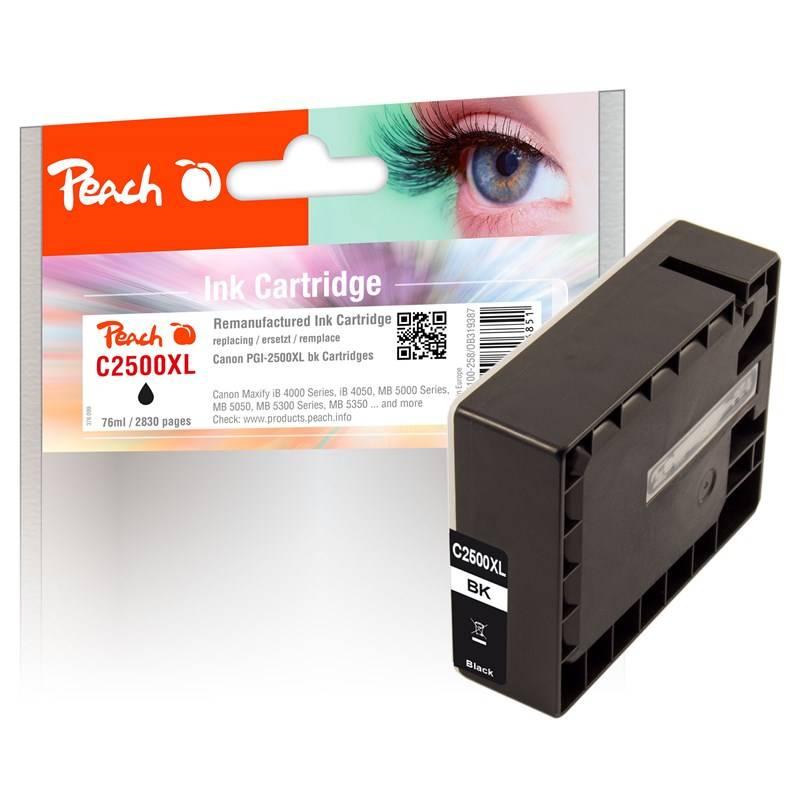 Inkoustová náplň Peach Canon PGI-2500XL, 76 ml černá
