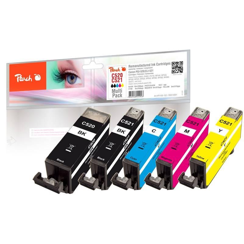 Inkoustová náplň Peach Canon PGI-520 CLI-521, MultiPack, 1x19, 4x9 ml CMYK