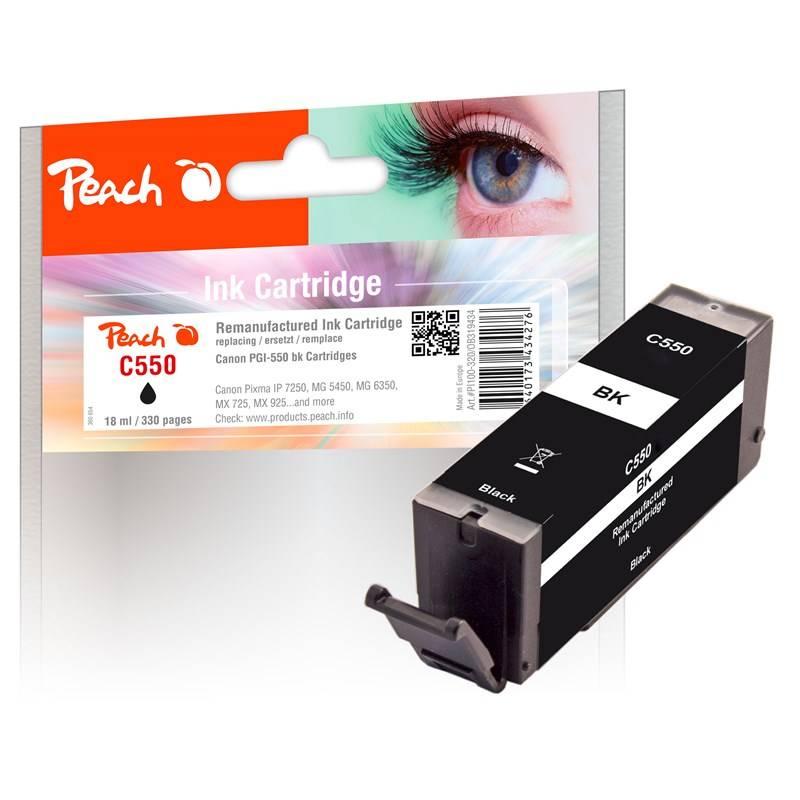 Inkoustová náplň Peach Canon PGI-550PGBK, 13 ml černá