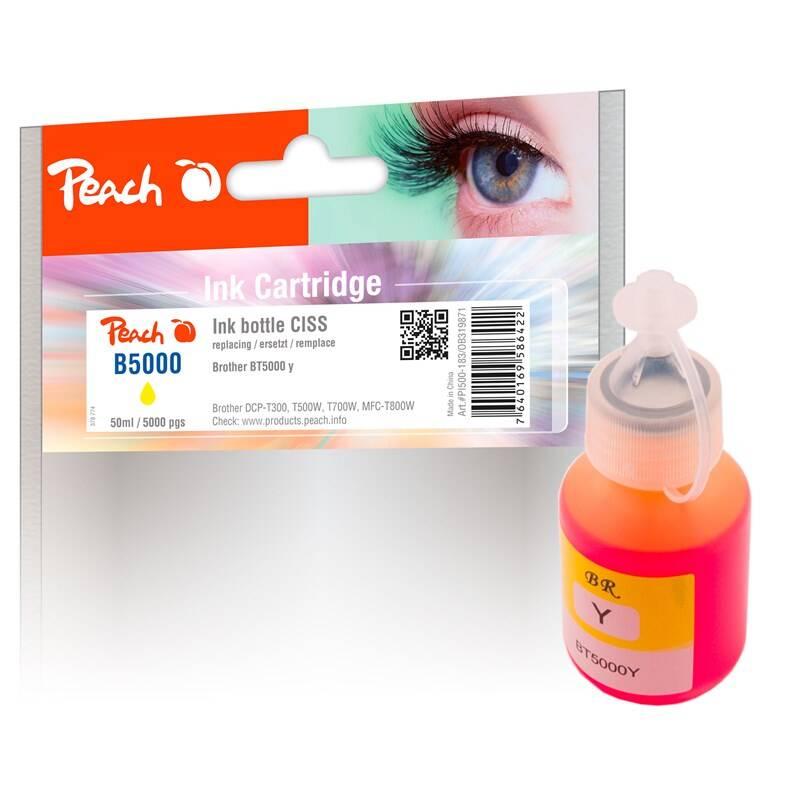 Inkoustová náplň Peach CISS BT5000, PI500-183, 50ml, kompatibilní žlutá