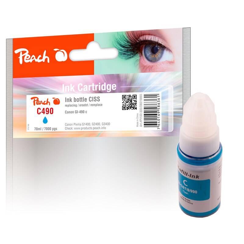 Inkoustová náplň Peach CISS GI-490, 70ml, kompatibilní modrá