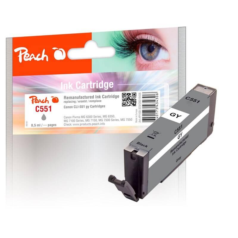 Inkoustová náplň Peach CLI-551GY, 8,5ml, kompatibilní šedá
