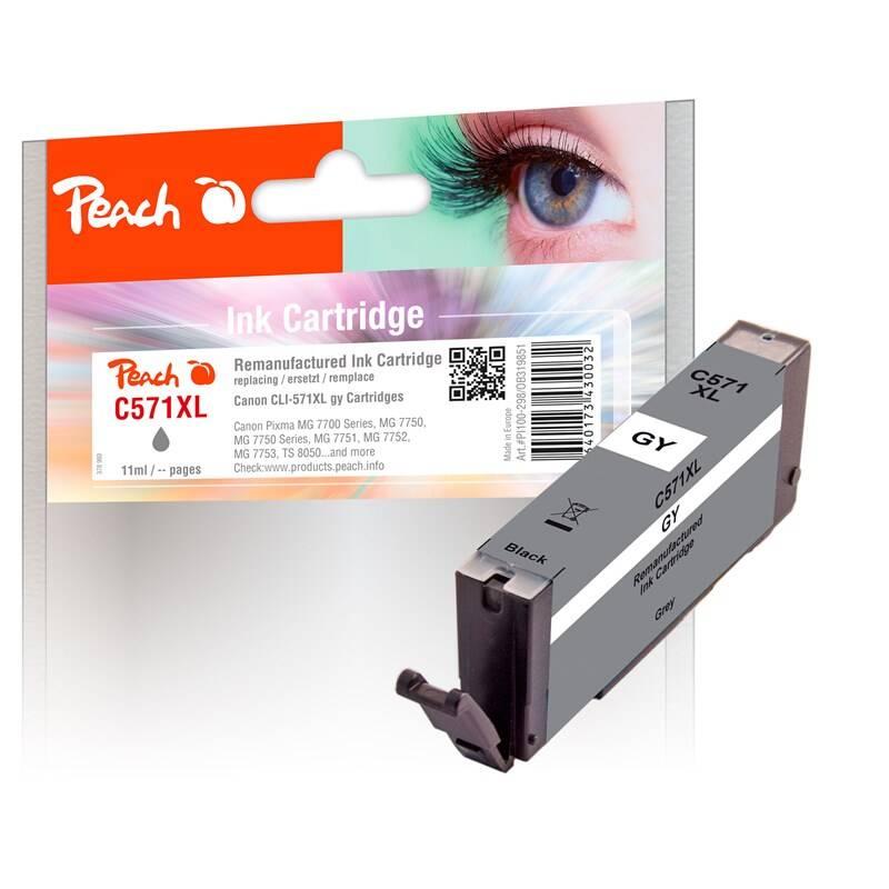 Inkoustová náplň Peach CLI-571XGY, 11ml, kompatibilní