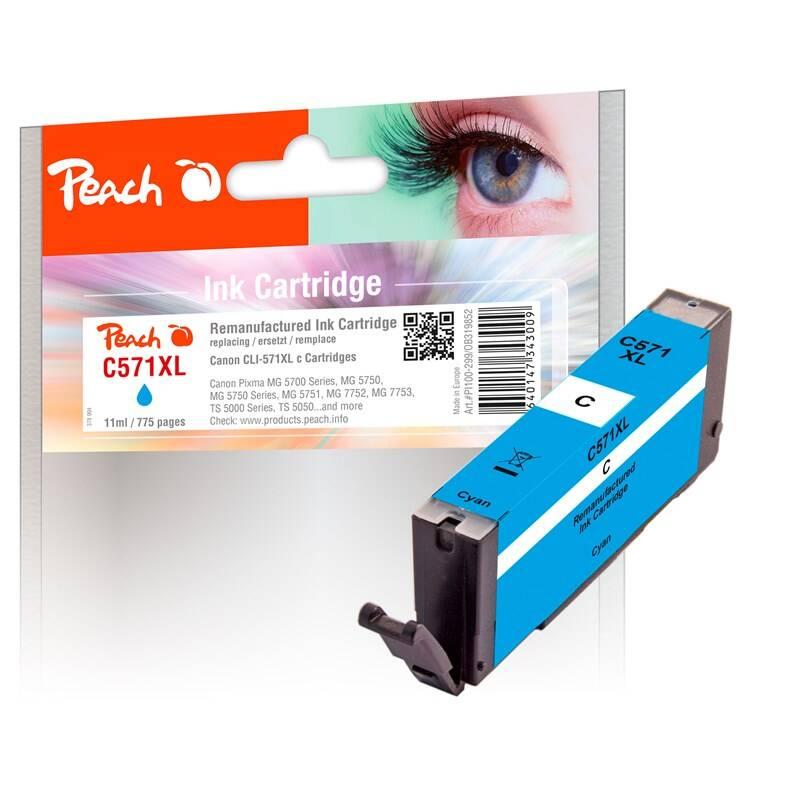 Inkoustová náplň Peach CLI-571XLC, 11ml, kompatibilní modrá, Inkoustová, náplň, Peach, CLI-571XLC, 11ml, kompatibilní, modrá
