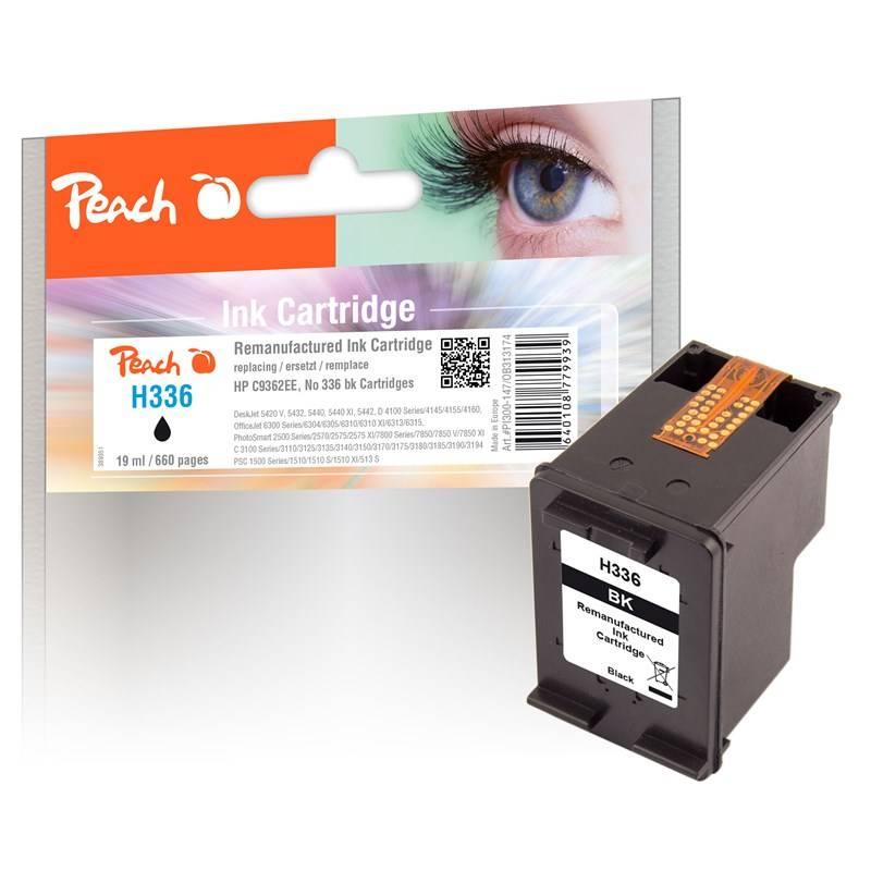 Inkoustová náplň Peach HP C9362E, No. 336, 19 ml černá