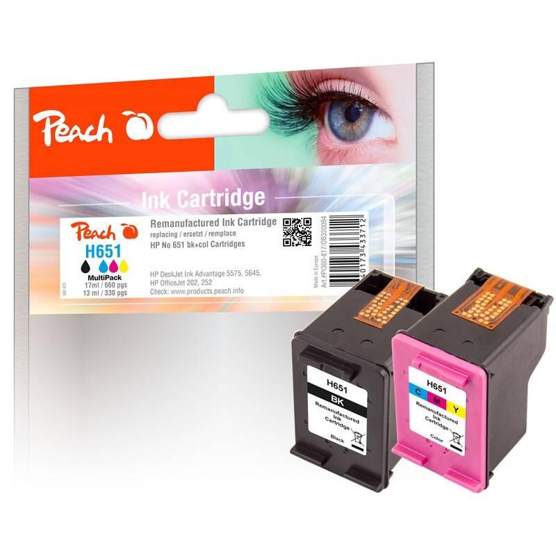 Inkoustová náplň Peach HP No. 651, MultiPack, 1x17, 1x13 ml CMYK