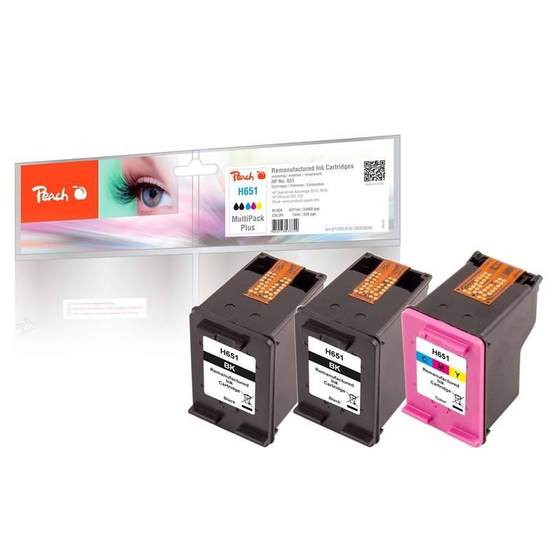 Inkoustová náplň Peach HP No. 651, MultiPack Plus, 2x17, 1x13 ml CMYK
