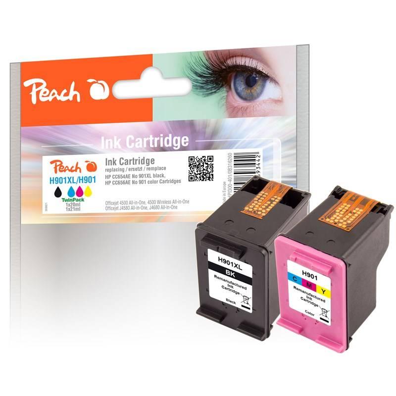 Inkoustová náplň Peach HP No. 901XL, MultiPack, 1x20, 1x21 ml CMYK, Inkoustová, náplň, Peach, HP, No., 901XL, MultiPack, 1x20, 1x21, ml, CMYK
