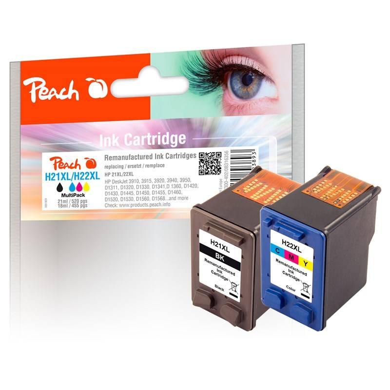Inkoustová náplň Peach HP PI300-402, No. 21XL No. 22XL, MultiPack, 2x21 ml CMYK
