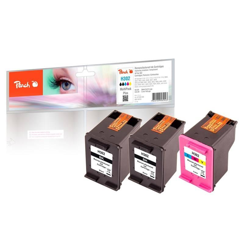 Inkoustová náplň Peach HP PI300-658, No. 302, MultiPack Plus, 2x6, 1x7,5 ml CMYK