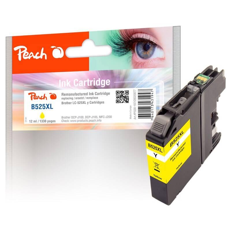 Inkoustová náplň Peach LC-525XL, 12ml, kompatibilní žlutá, Inkoustová, náplň, Peach, LC-525XL, 12ml, kompatibilní, žlutá