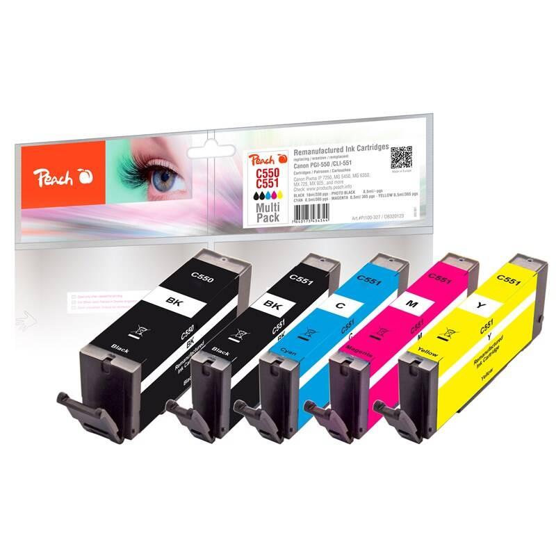 Inkoustová náplň Peach PGI-550 CLI-551 MultiPack, kompatibilní, Inkoustová, náplň, Peach, PGI-550, CLI-551, MultiPack, kompatibilní