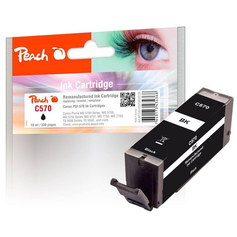 Inkoustová náplň Peach PGI-570, 13ml, kompatibilní černá