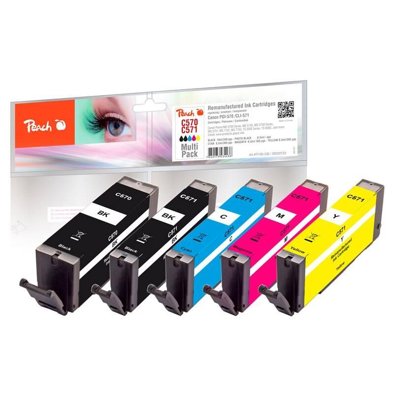 Inkoustová náplň Peach PGI-570 CLI-571 MultiPack, kompatibilní, Inkoustová, náplň, Peach, PGI-570, CLI-571, MultiPack, kompatibilní