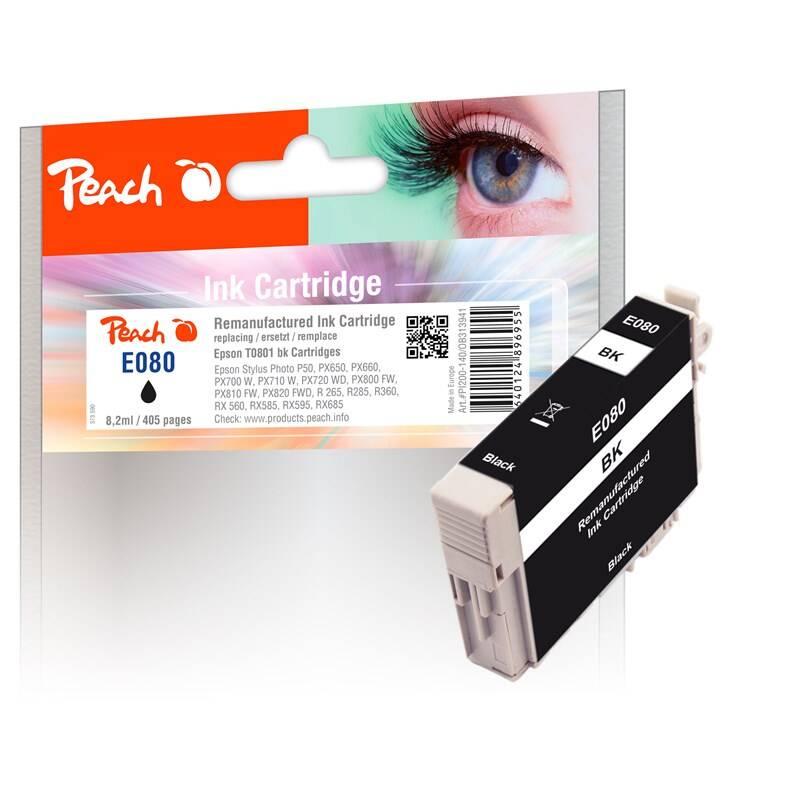 Inkoustová náplň Peach T0801, 8,2ml, kompatibilní černá, Inkoustová, náplň, Peach, T0801, 8,2ml, kompatibilní, černá