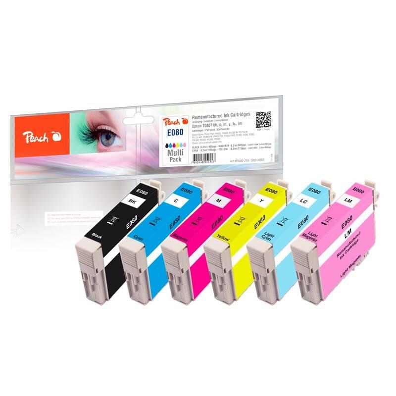 Inkoustová náplň Peach T0807 MultiPack, 6x8,2ml, kompatibilní, Inkoustová, náplň, Peach, T0807, MultiPack, 6x8,2ml, kompatibilní