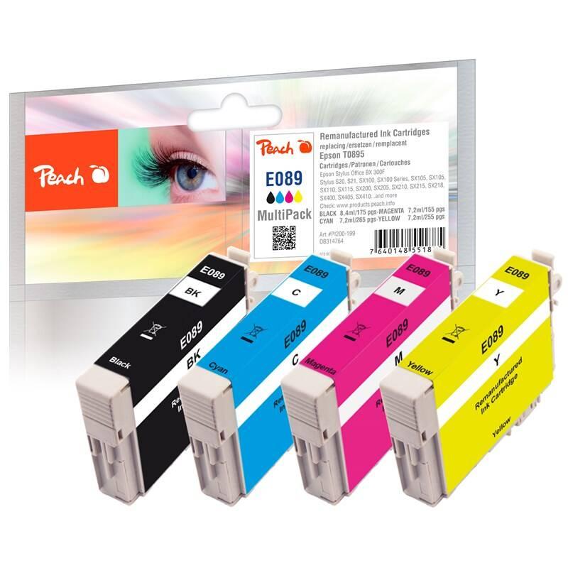 Inkoustová náplň Peach T0895 MultiPack 1x Black, Cyan, Magenta, Yellow, 1x8,4ml; 3x7,2ml, kompatibilní