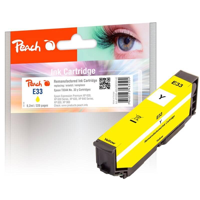 Inkoustová náplň Peach T3344, No. 33, 6,2ml, kompatibilní žlutá, Inkoustová, náplň, Peach, T3344, No., 33, 6,2ml, kompatibilní, žlutá