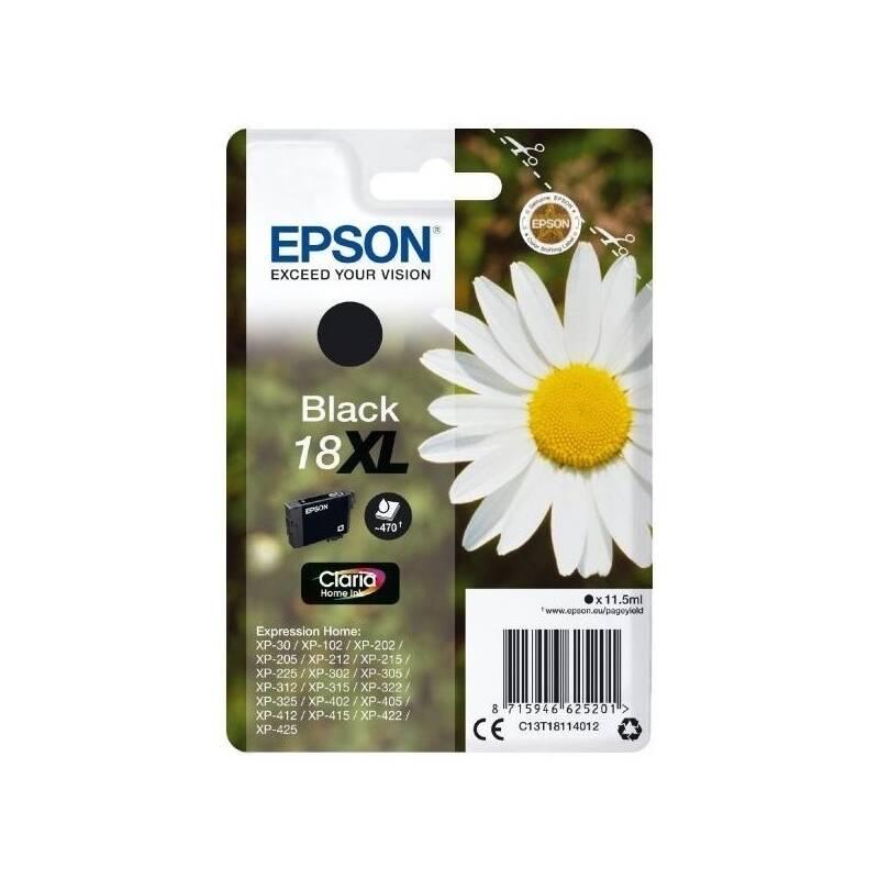 Inkoustová náplň Epson 18 XL, 470 stran černá, Inkoustová, náplň, Epson, 18, XL, 470, stran, černá