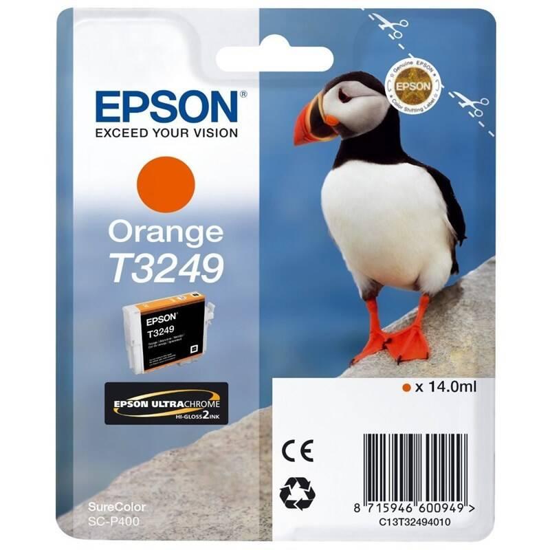 Inkoustová náplň Epson T3249, 14 ml oranžová, Inkoustová, náplň, Epson, T3249, 14, ml, oranžová