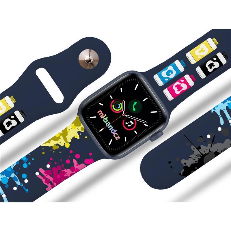 Řemínek Mi-Band na Apple Watch 38 40 41 mm - motiv Cákance barev, modrý