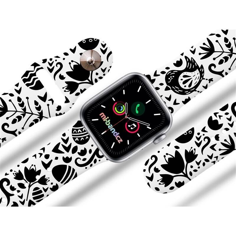 Řemínek Mi-Band na Apple Watch 38 40 41 mm - motiv Černobílá kuřátka , bílý