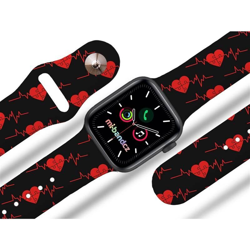 Řemínek Mi-Band na Apple Watch 38 40 41 mm - motiv EKG puzzle, černý, Řemínek, Mi-Band, na, Apple, Watch, 38, 40, 41, mm, motiv, EKG, puzzle, černý