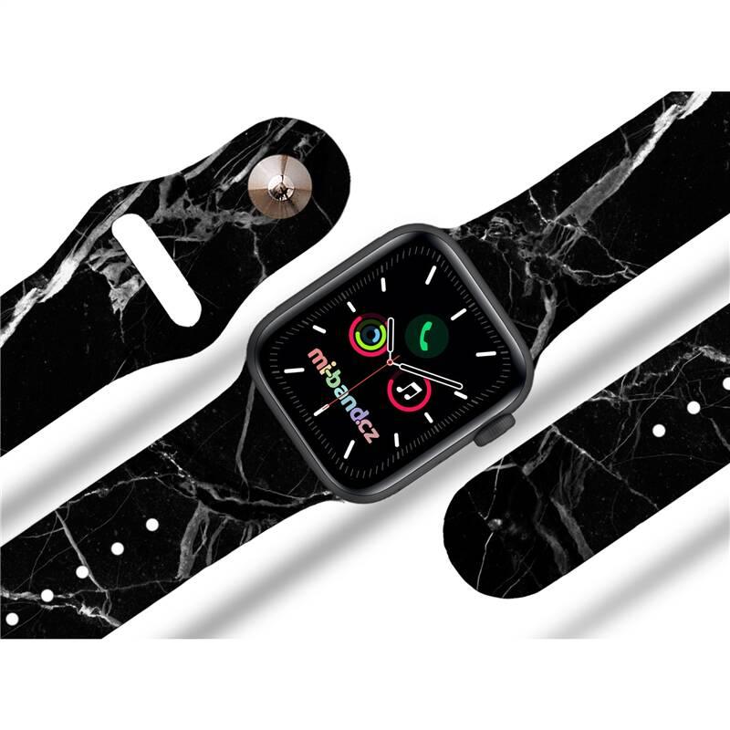 Řemínek Mi-Band na Apple Watch 42 44 45 mm - motiv Černý mramor, černý