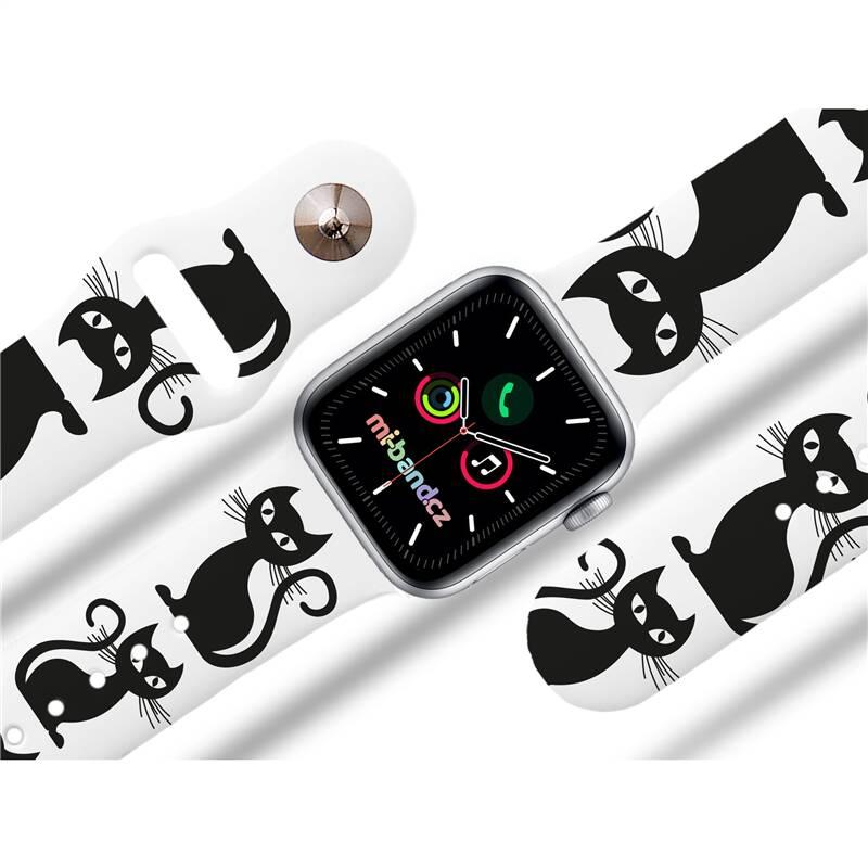 Řemínek Mi-Band na Apple Watch 42 44 45 mm - motiv Kočka, bílý