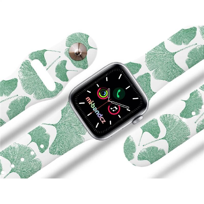 Řemínek Mi-Band na Apple Watch 38 40 41 mm - motiv Ginkgo biloba, bílý