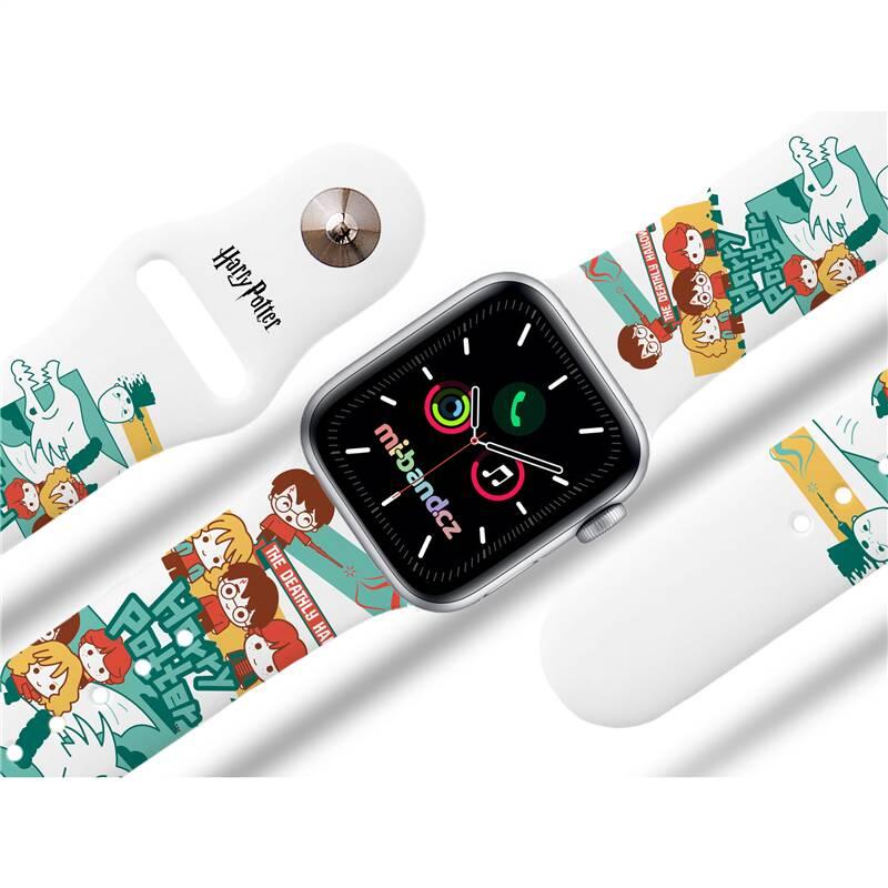 Řemínek Mi-Band na Apple Watch 38 40 41 mm - motiv Harry Potter a Relikvie smrti charms, bílý