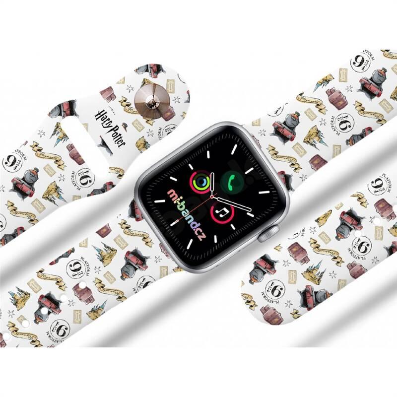 Řemínek Mi-Band na Apple Watch 38 40 41 mm - motiv Harry Potter Bradavice, bílý