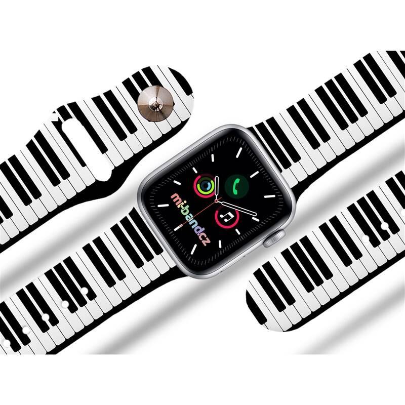 Řemínek Mi-Band na Apple Watch 38 40 41 mm - motiv Klávesy, bílý