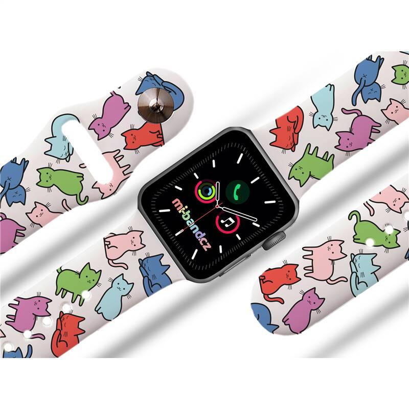 Řemínek Mi-Band na Apple Watch 38 40 41 mm - motiv Kočičí svět, bílý