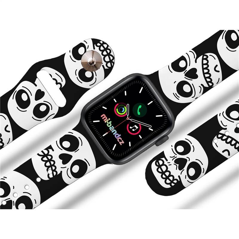 Řemínek Mi-Band na Apple Watch 38 40 41 mm - motiv Lebky, černý